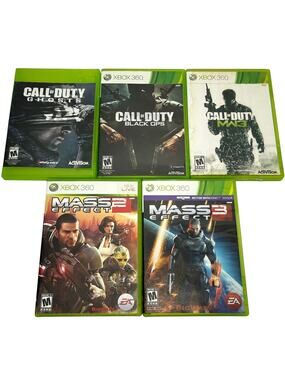 Lot of 5 Xbox 360 Video Games Call of Duty Ghosts MW3 Black Ops Mass Effect 2 3